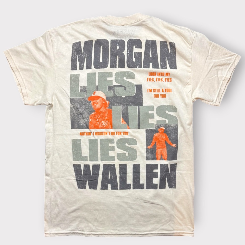 Morgan Wallen Lies Lies Lies Tour T-Shirt Mens Medium Cream Graphic Country